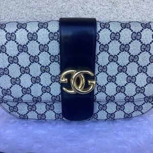 Vintage Gucci Shoulder Bag Large GG Gold Tone Hardware Used Preowned Condition